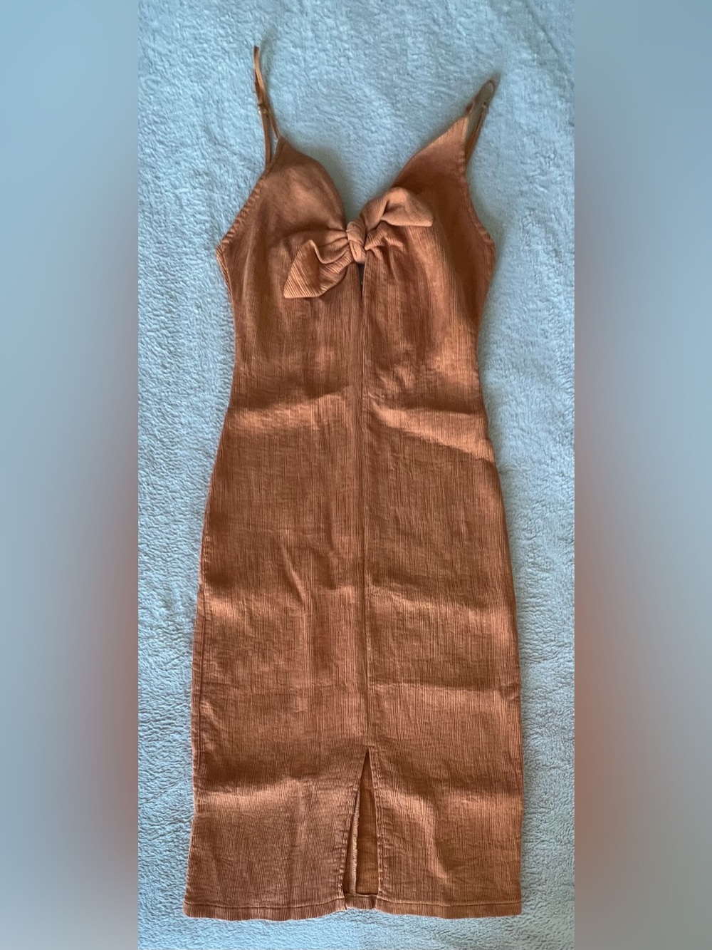 ASTR Tie-Front Sleeveless Midi Dress in Rust